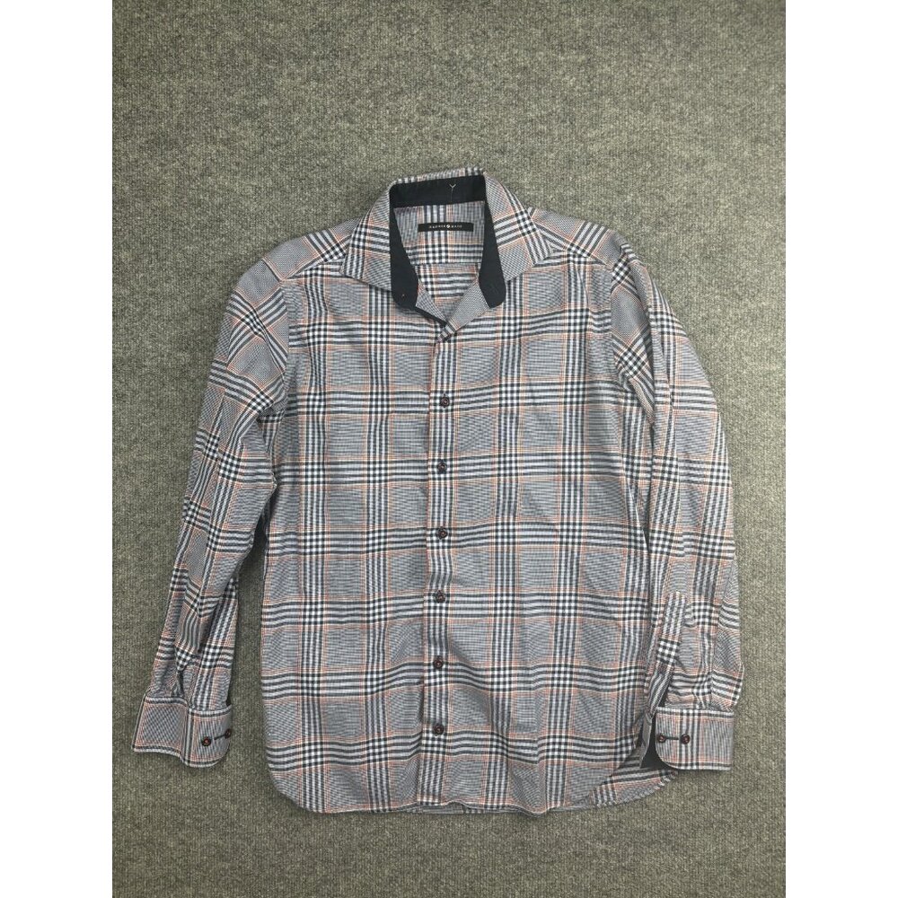 Hammer Made Shirt Mens 15.5 Blue Red Plaid Button Front Long Sleeve Casual Dress